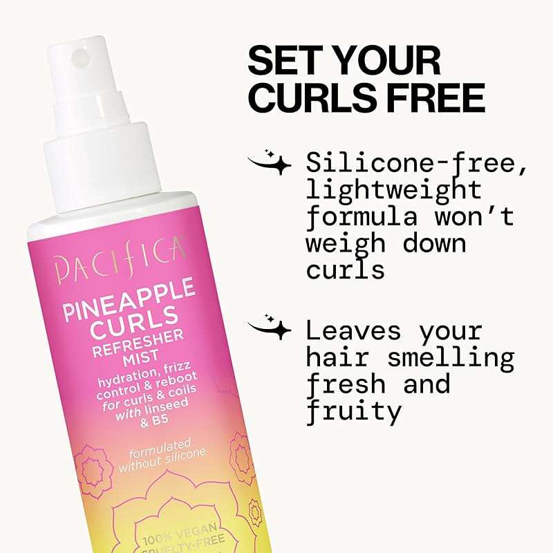 Pacifica Pineapple Curls Refresher Mist - Curl Refresher Spray, with Hyaluronic Acid, Vitamin B5 and Plant Oils, Vegan and Dermatologist Tested Curly Hair Products and Wavy Hair Products - 4 Fl Oz - Image 4
