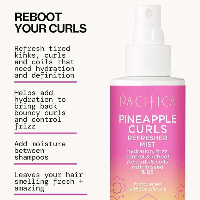 Pacifica Pineapple Curls Refresher Mist - Curl Refresher Spray, with Hyaluronic Acid, Vitamin B5 and Plant Oils, Vegan and Dermatologist Tested Curly Hair Products and Wavy Hair Products - 4 Fl Oz - Image 7