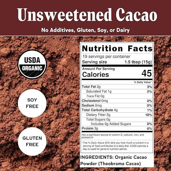 Raaka Chocolate Organic Cacao Powder - Unsweetened, Non-Alkalized, Perfect for Baking, Substitute for Cocoa Powder - Gluten-Free, Soy-Free, Sugar-Free, Allergen-Friendly - 8oz Resealable Bag - Image 2
