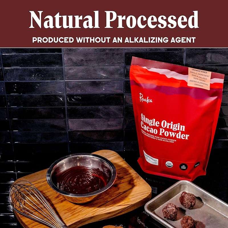 Raaka Chocolate Organic Cacao Powder - Unsweetened, Non-Alkalized, Perfect for Baking, Substitute for Cocoa Powder - Gluten-Free, Soy-Free, Sugar-Free, Allergen-Friendly - 8oz Resealable Bag - Image 4
