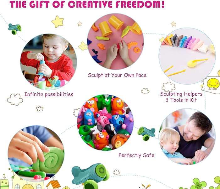 Air Dry Clay, 36 Colors Modeling Clay Kit with 3 Sculpting Tools, Magic Foam Clay for Kids and Adults, DIY Molding Clay Gift for Boys and Girls - Image 6