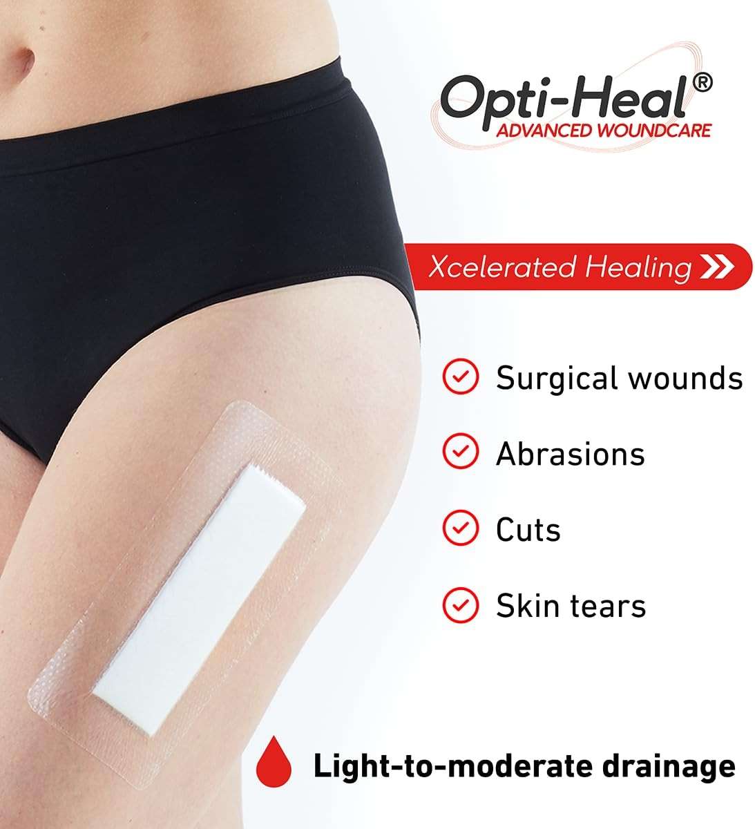 Neo G Opti-Heal Silicone Surgical Dressing – Sterile Adhesive Bandages for Surgical Wounds, Cuts, Abrasions - Absorbent Barrier Island Dressing 4x8 - Waterproof Bandages Post Surgical- 2 Pack - Image 3