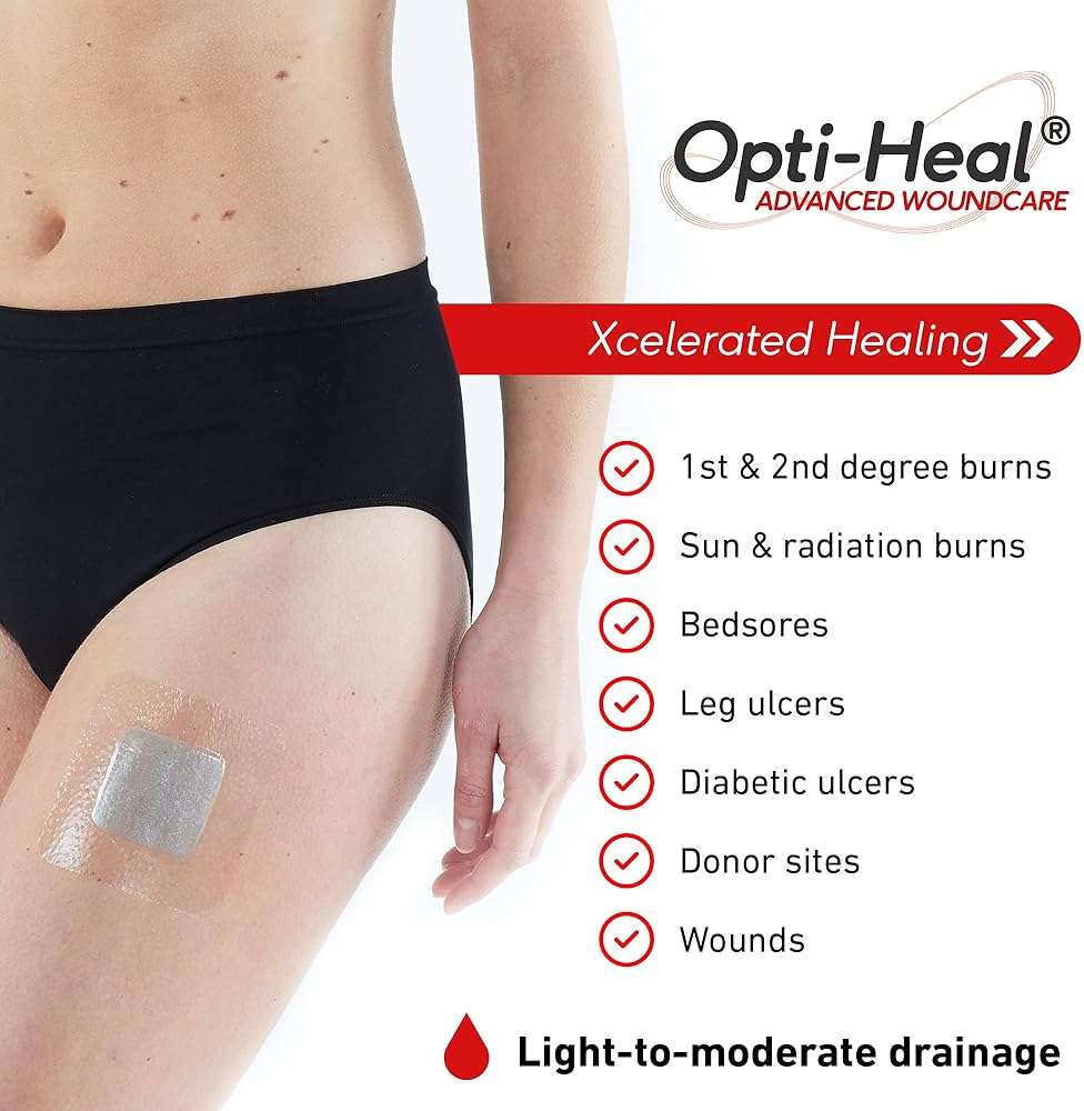 Neo G Opti-Heal Hydration Multi Purpose Dressing - Hydrogel Wound Dressing Pads for Advanced Wound Management - Ulcer Dressing, Bed Sore Bandages, Diabetic Wound, Burn Dressing Gel 4 x 4-4 Pcs - Image 3