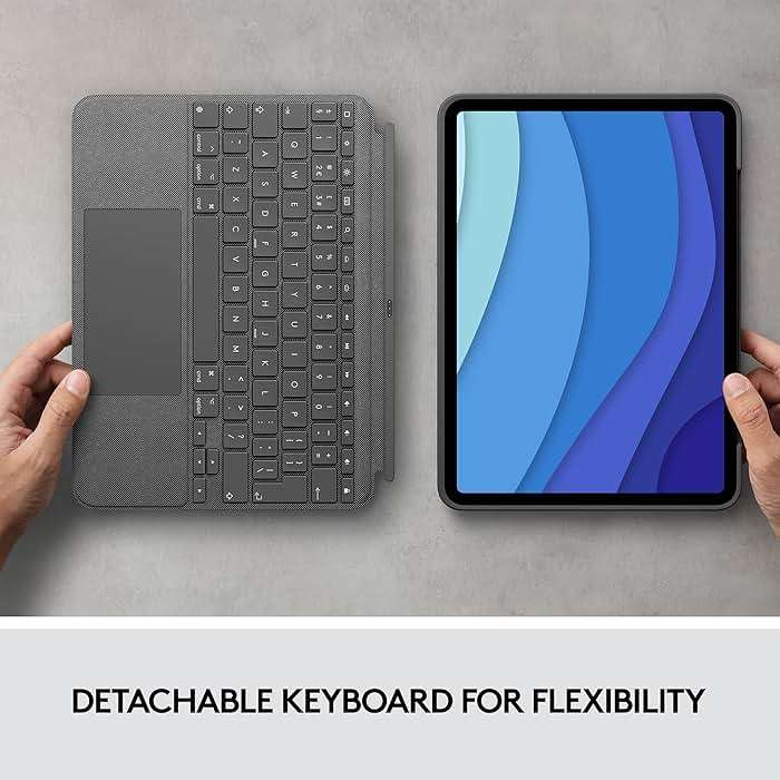 Logitech Combo Touch iPad Pro 11-inch (1st, 2nd, 3rd, 4th gen - 2018, 2020, 2021, 2022) Keyboard Case - Detachable Backlit Keyboard, Click-Anywhere Trackpad - Oxford Gray; USA Layout - Image 8