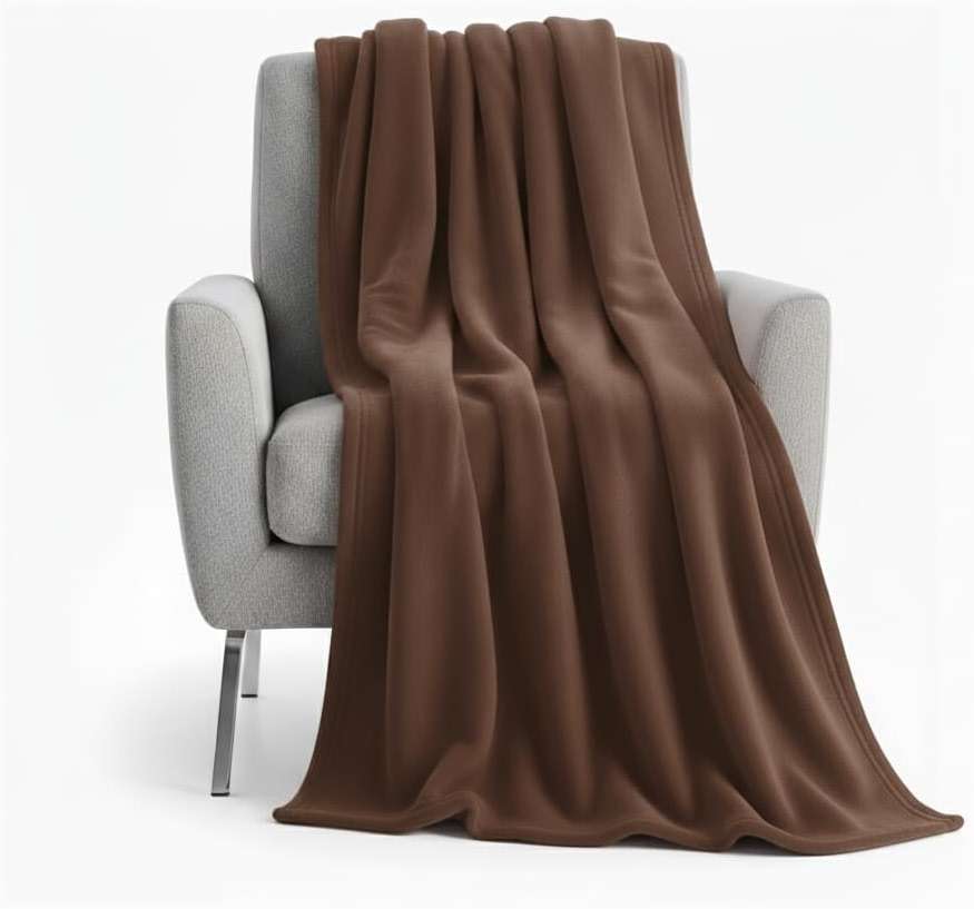 50x60 Throw Blankets, Ultra Soft Hypoallergenic Fleece Fall Throw Blanket for Livingroom, Couch, Chair, Bed, Brown - Image 3