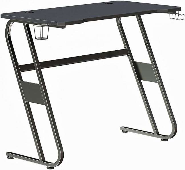 Flash Furniture Fisher Gaming Desk - Black Ergonomic Computer Desk - 51.5" Gamers Table with Cup Holder and Headphone Hook - Image 1