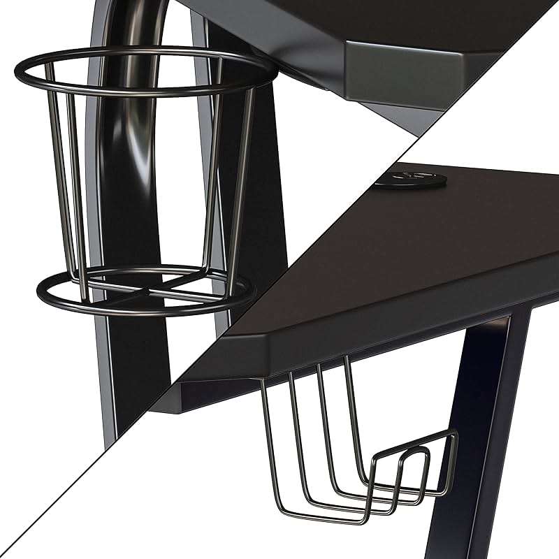 Flash Furniture Fisher Gaming Desk - Black Ergonomic Computer Desk - 51.5" Gamers Table with Cup Holder and Headphone Hook - Image 7