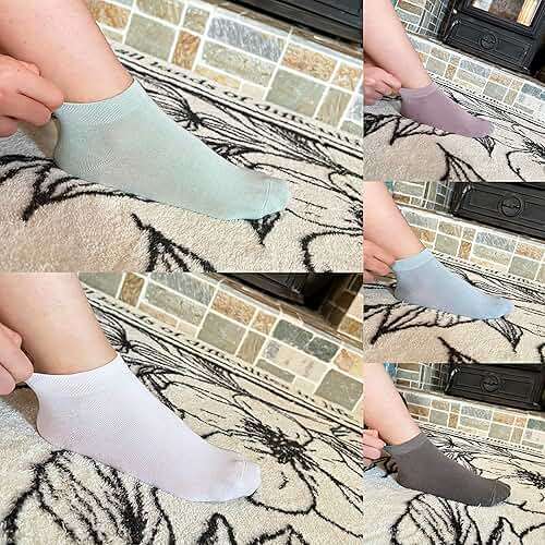SERISIMPLE Women Viscose Bamboo Ankle Socks Low Cut Thin Sock Lightweight Pastal Color Soft Sock 5 Pairs - Image 4