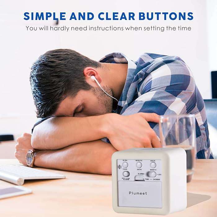 Plumeet Easy to Set Digital Travel Alarm Clock, Snooze Function, Soft Night Light, Large Screen time and Month and Date Display and Alarm, Progressive Sound Alarm and Handy Size (White) - Image 6