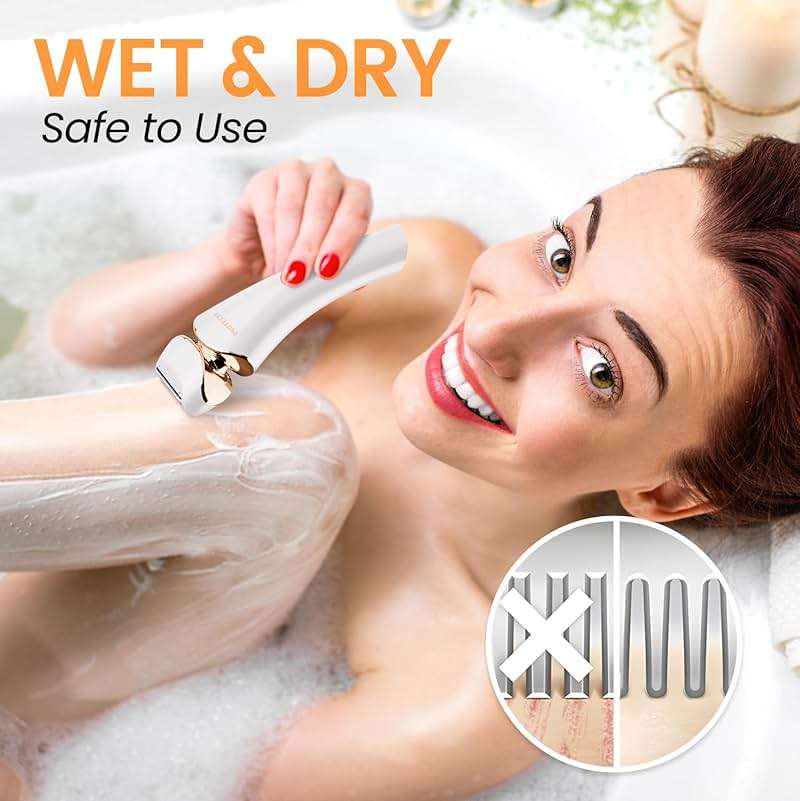 PRITECH Electric Razor for Women - Rechargeable Shaver for Women Portable Lady Shaver for Legs, Arm, Underarms, Bikini, USB Rechargeable, Wet & Dry Waterproof Bikini Trimmer for Woman, Gold - Image 4