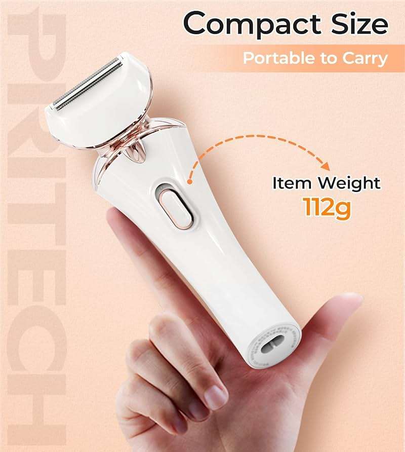 PRITECH Electric Razor for Women - Rechargeable Shaver for Women Portable Lady Shaver for Legs, Arm, Underarms, Bikini, USB Rechargeable, Wet & Dry Waterproof Bikini Trimmer for Woman, Gold - Image 7