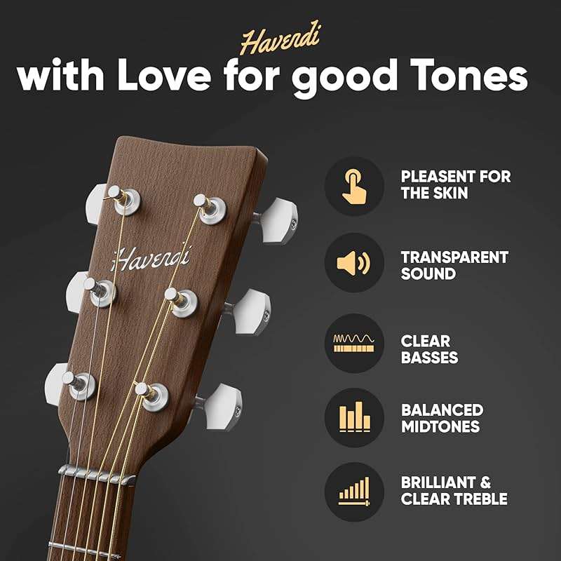 HAVENDI® Acoustic Guitar Strings Phosphor Bronze Coating I Premium Brilliant Sound Quality I Includes 3 Picks - Image 4