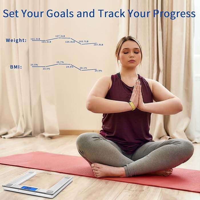 Vitafit 550lb Digital Bathroom Scale for Body Weight and BMI Via Smart APP, High Accuracy Assured by Weighing Professional Since 2001, 8mm Tempered Glass, Extra Large Blue Backlit LCD, Silver - Image 2