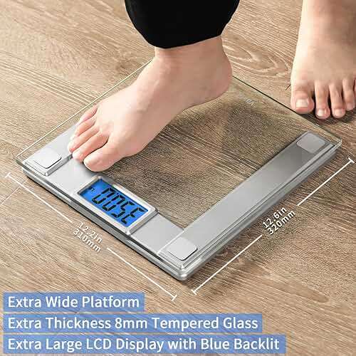 Vitafit 550lb Digital Bathroom Scale for Body Weight and BMI Via Smart APP, High Accuracy Assured by Weighing Professional Since 2001, 8mm Tempered Glass, Extra Large Blue Backlit LCD, Silver - Image 6