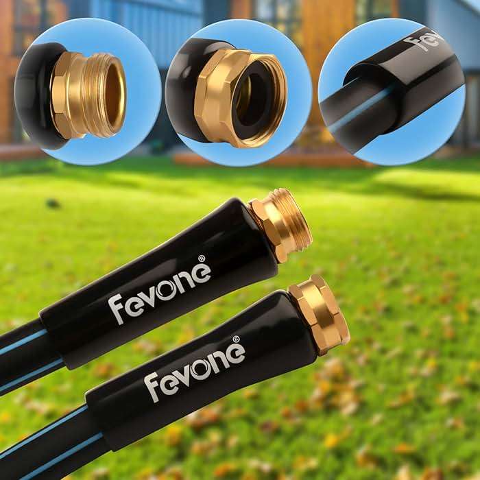 FEVONE Kink Free Garden hose 100 ft, Heavy Duty Water Hose | Flexible Lightweight Hybrid Polymer, 5/8 ID, 600 PSI, Leak-Free, Solid Brass 3/4 GHT Connectors for Lawn, Garden Watering - Image 5