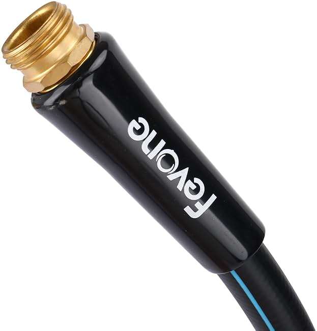 FEVONE Kink Free Garden hose 100 ft, Heavy Duty Water Hose | Flexible Lightweight Hybrid Polymer, 5/8 ID, 600 PSI, Leak-Free, Solid Brass 3/4 GHT Connectors for Lawn, Garden Watering - Image 6
