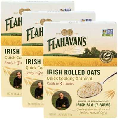 Flahavan’s Irish Rolled Oats, 16 Ounce. Quick Cooking Oatmeal, Ready in 3 Minutes. 100% Whole Grain Oats, Non-GMO Verified, Field to Spoon [Pack of 3] - Image 1