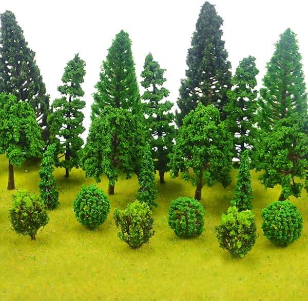MOMOONNON 25pcs Model Trees Train Scenery Mixed Miniature Trees Artificial Wargame Fake Tree Model Railroad Diorama Supplies Scenery Landscape - Image 2
