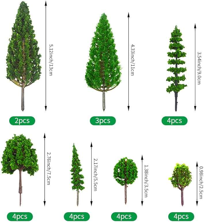 MOMOONNON 25pcs Model Trees Train Scenery Mixed Miniature Trees Artificial Wargame Fake Tree Model Railroad Diorama Supplies Scenery Landscape - Image 3