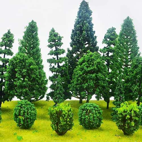 MOMOONNON 25pcs Model Trees Train Scenery Mixed Miniature Trees Artificial Wargame Fake Tree Model Railroad Diorama Supplies Scenery Landscape - Image 5