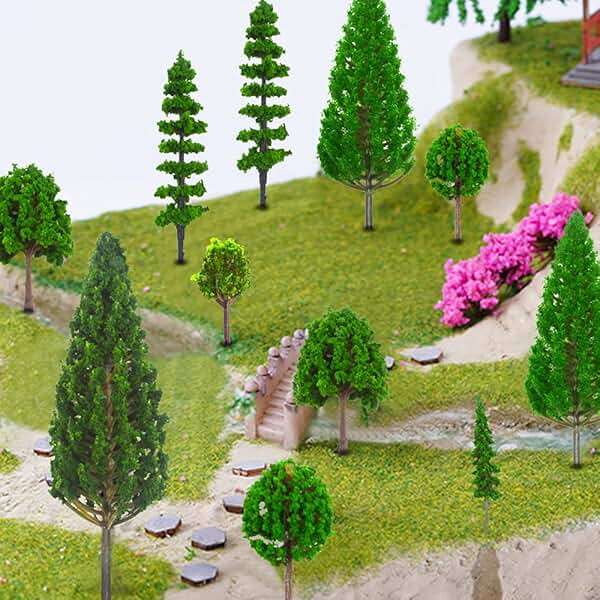 MOMOONNON 25pcs Model Trees Train Scenery Mixed Miniature Trees Artificial Wargame Fake Tree Model Railroad Diorama Supplies Scenery Landscape - Image 6