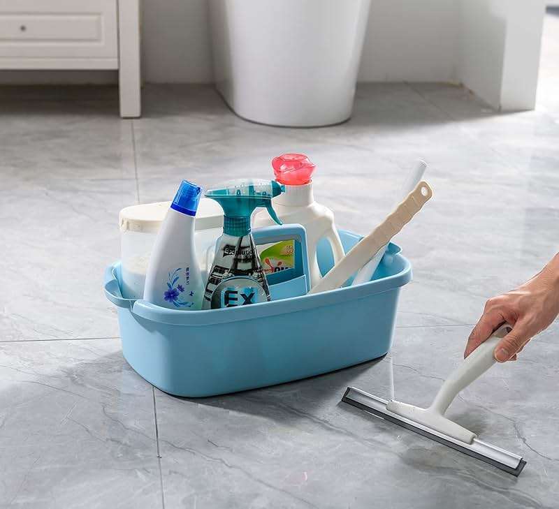 ALINK Large Plastic Shower Caddy Tote, Portable Storage Caddy Basket Organizer with Handle for Dorm, Bathroom, Tool, Garden, Kitchen, Cleaning Supplies – Blue - Image 2