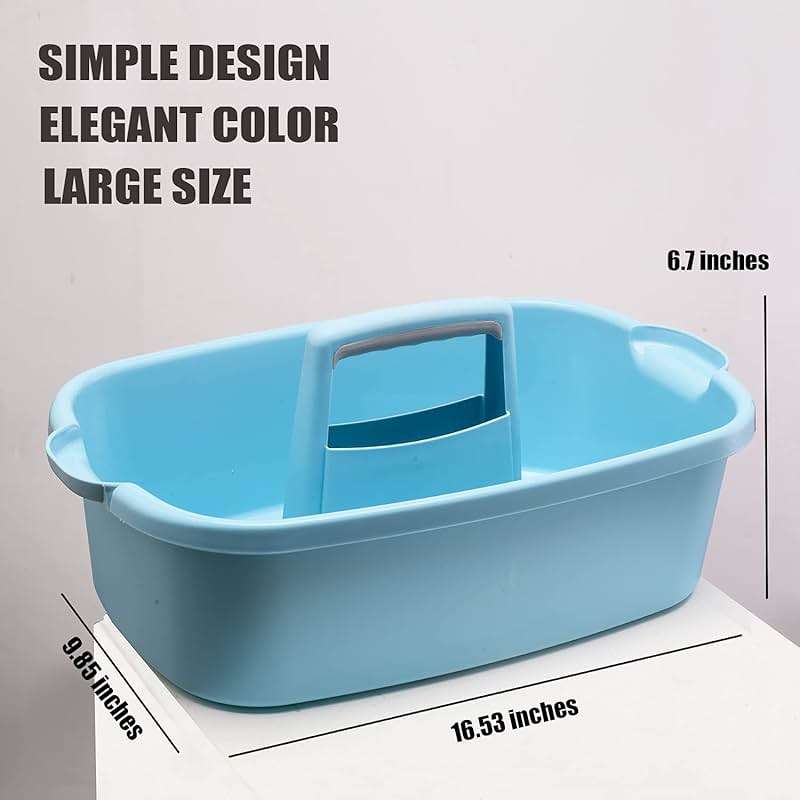 ALINK Large Plastic Shower Caddy Tote, Portable Storage Caddy Basket Organizer with Handle for Dorm, Bathroom, Tool, Garden, Kitchen, Cleaning Supplies – Blue - Image 3