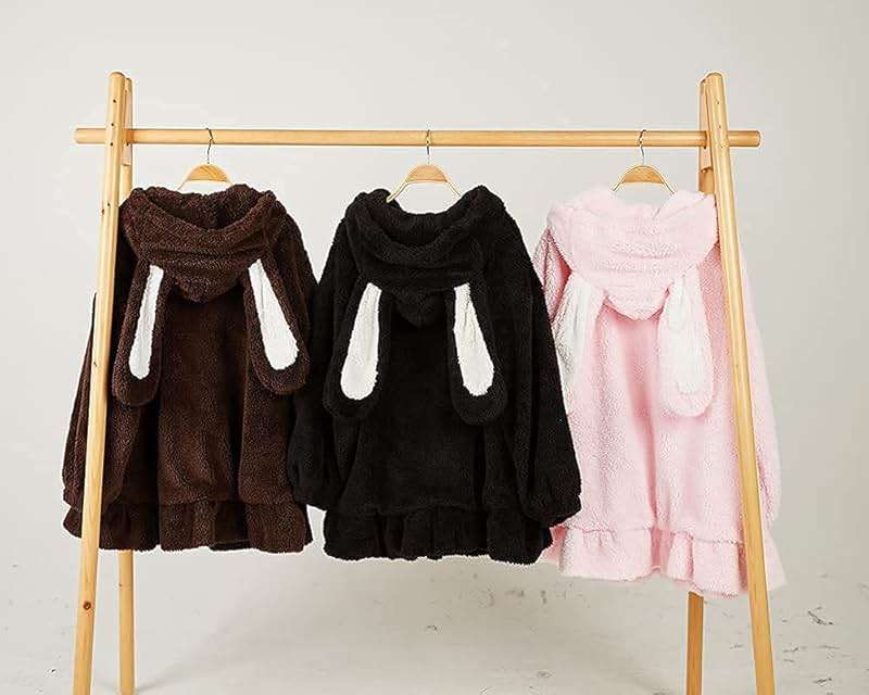 BZB Kawaii Anime Bunny Ear Hoodies For Women Sweet Lovely Fuzzy Fluffy Rabbit Sweater Tops Cosplay Jacket Coats - Image 4