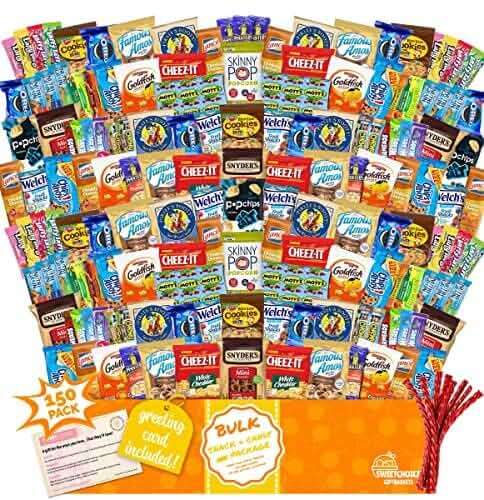 Snack Box Variety Pack (150 Count) - Fathers Day Snack Box with Bulk Snacks Variety Pack for Adults, Kids and Teens - Office Snacks, Movie Nights, Birthdays and Care Package for College Students - Image 1