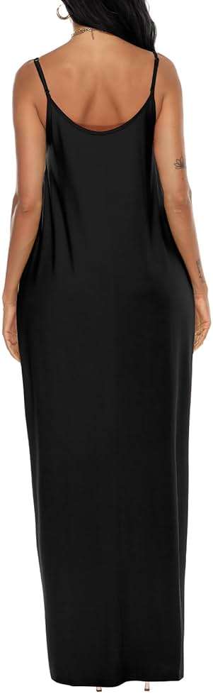 OFEEFAN Women's Maxi Dresses Summer Spaghetti Strap Dress with Pockets - Image 5