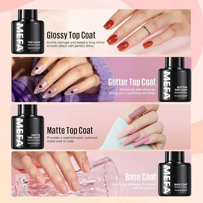 MEFA Gel Nail Polish Kit with U V Light, 32 Colors All Seasons Soak Off Gel Polish Nail Set with Matte/Glossy Glitter Base Top Coat Manicure Tools Nails DIY Decorations Gifts for Women - Image 7