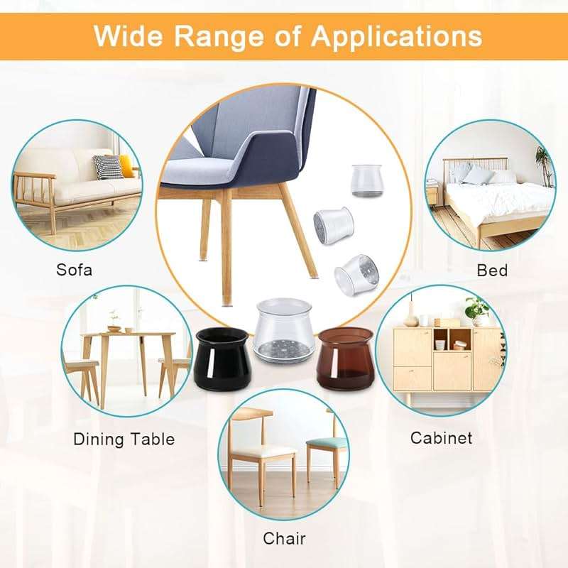 32 Pcs Chair Leg Floor Protectors - Silicone Felt Pads, Scratch-Proof & Noise-Free, Easy Smooth Moving, Large Size (Fits Round Chair Legs: 1-5/16" to 2" Diameter)​ - Image 6