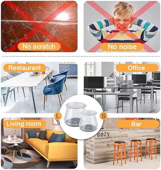 32 Pcs Chair Leg Floor Protectors - Silicone Felt Pads, Scratch-Proof & Noise-Free, Easy Smooth Moving, Large Size (Fits Round Chair Legs: 1-5/16" to 2" Diameter)​ - Image 7