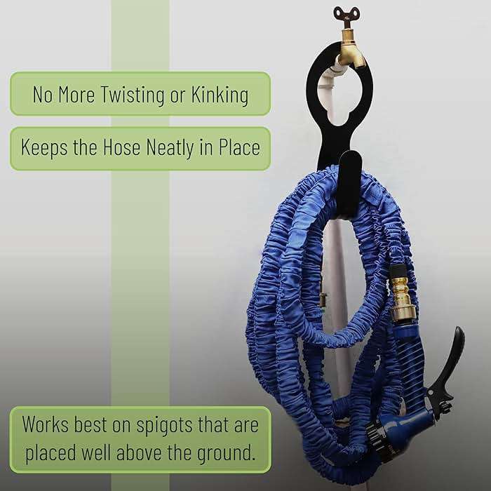 UNCO- Small Garden Hose Holder, Metal, Fit 50’ of 5/8” Expandable Hose, Garden Hose Hanger, Water Hose Holder, Water Hose Holders for Outside, Portable Hose Holder, Hanging Hose Holder - Image 5
