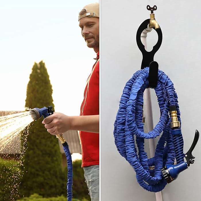 UNCO- Small Garden Hose Holder, Metal, Fit 50’ of 5/8” Expandable Hose, Garden Hose Hanger, Water Hose Holder, Water Hose Holders for Outside, Portable Hose Holder, Hanging Hose Holder - Image 7