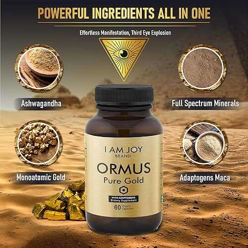 I Am Joy co. Ormus Gold Capsules Monoatomic Elements with Adaptogens Maca and Ashwaganda | May Help Balance Mood, Decalcify Pineal Gland, Repair DNA, Enhance Relaxation - 60 Vegan Capsules - Image 5