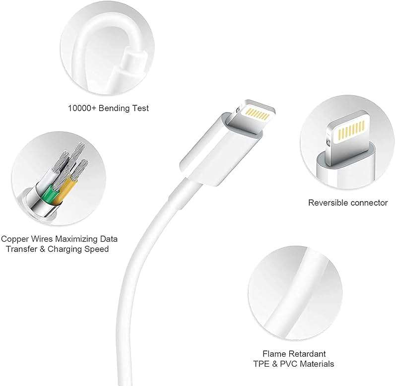 [Apple MFi Certified] iPhone Charger, 2Pack Lightning Cable Apple Charging Cords &Fast Quick USB Wall Charger Travel Block Plug Adapter for iPhone 14/13/12/11 Pro/11/X/XS MAX/XR/8/7/6s/6 Plus/AirPods - Image 5