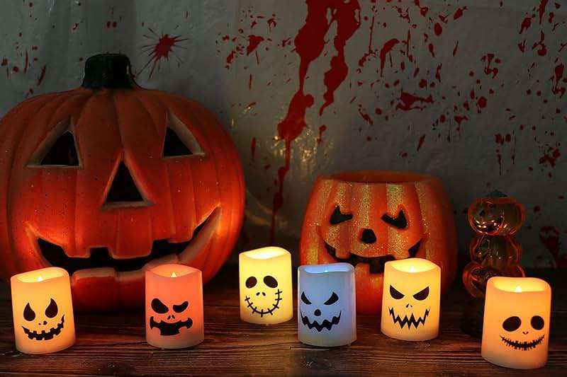 GenSwin Halloween Flameless Votive Candles Color Changing with Remote Timer, Battery Operated LED Tealight Candles for Halloween Home Decoration Gifts(6 Pack, 1.5” x 2”)(Battery Included) - Image 3