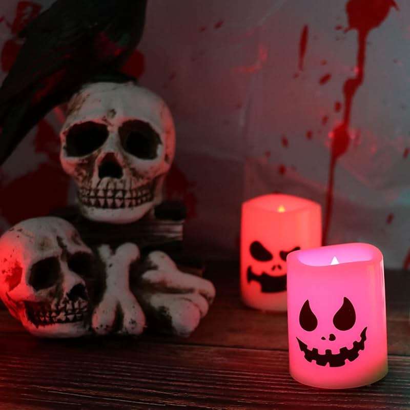 GenSwin Halloween Flameless Votive Candles Color Changing with Remote Timer, Battery Operated LED Tealight Candles for Halloween Home Decoration Gifts(6 Pack, 1.5” x 2”)(Battery Included) - Image 4