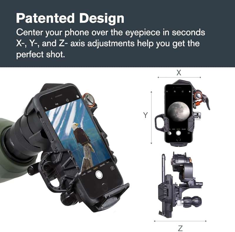 Celestron – NexYZ DX – Universal Smartphone Adapter for Telescope, Binoculars & Spotting Scopes – 3-Axis Precision Alignment – Capture Images & Video Through Your Optics – Includes Bluetooth Remote - Image 6