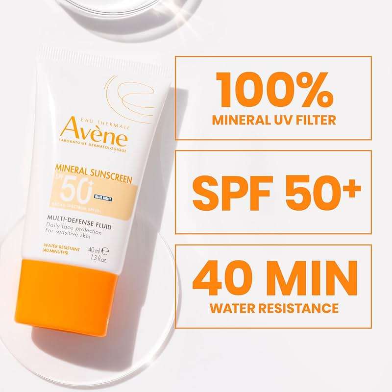 Avène Mineral Sunscreen Multi-Defense Fluid Tinted SPF 50+, Clean Formula Sunscreen for Sensitive Skin, Reef Friendly, Tint, Non-Whitening, Antioxidant Protection, 1.3 Fl Oz - Image 4