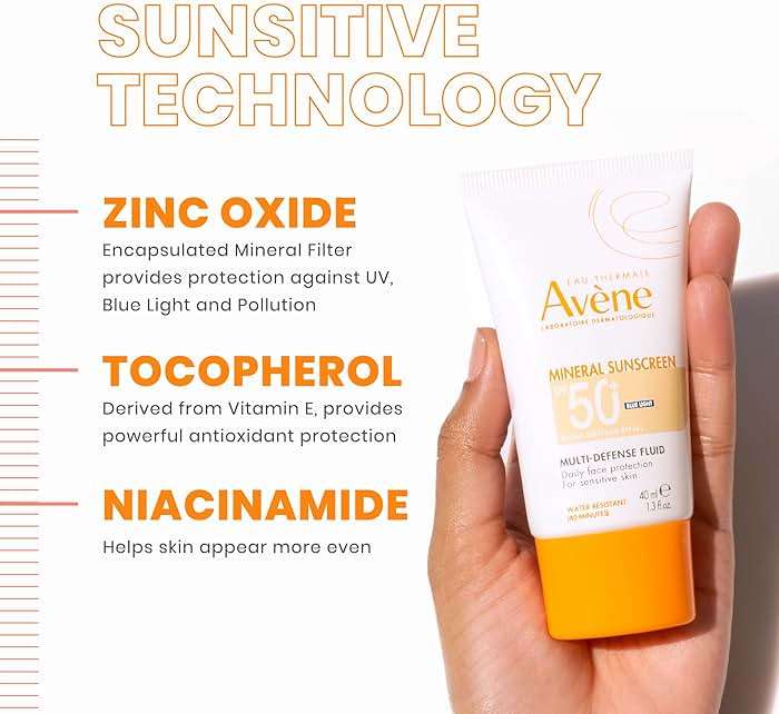 Avène Mineral Sunscreen Multi-Defense Fluid Tinted SPF 50+, Clean Formula Sunscreen for Sensitive Skin, Reef Friendly, Tint, Non-Whitening, Antioxidant Protection, 1.3 Fl Oz - Image 5