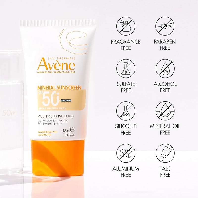 Avène Mineral Sunscreen Multi-Defense Fluid Tinted SPF 50+, Clean Formula Sunscreen for Sensitive Skin, Reef Friendly, Tint, Non-Whitening, Antioxidant Protection, 1.3 Fl Oz - Image 6