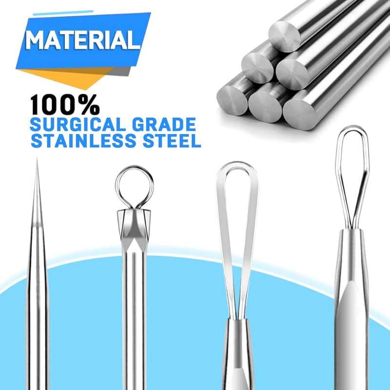 Teenitor Pimple Extractor Acne Treatment Tool Surgical Grade Blackhead Comedone Removal 2-in-1 Popper Tool for Face Nose Blackhead Extractor Tool Silver - Image 4