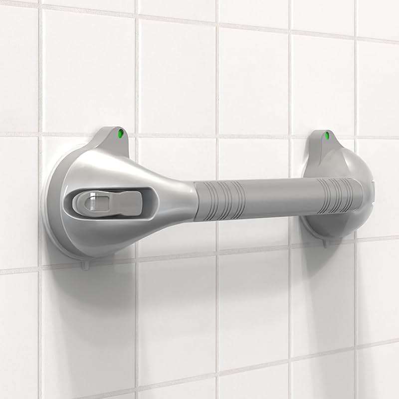 AquaChase 17“ Suction Shower Grab Bar with Indicators, Tool-Free Installation, Steady Handle for Balance Assist for Bathtub, Toilet, Bathroom, Dual Tone, Silver/Gray 2-Pack - Image 6