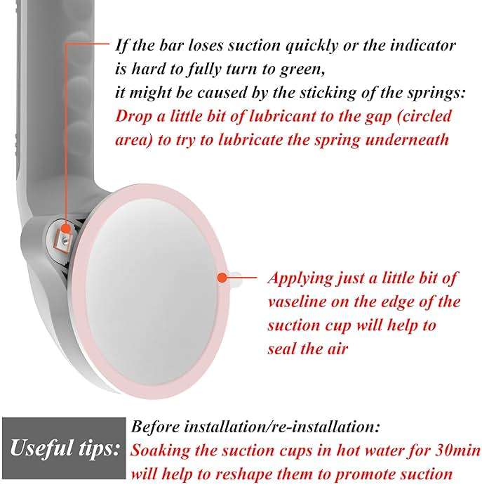 AquaChase 17“ Suction Shower Grab Bar with Indicators, Tool-Free Installation, Steady Handle for Balance Assist for Bathtub, Toilet, Bathroom, Dual Tone, Silver/Gray 2-Pack - Image 9
