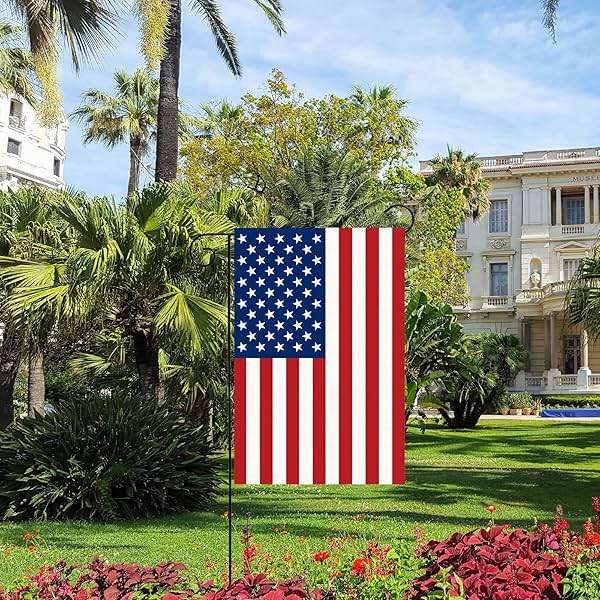 2 Pack American Flag Garden Flags, 12” x 18” Double-Sided Patriotic Garden Flag Vibrant Color, Memorial Day 4th Of July Banner Outdoor Decor Yard Sign - Image 2