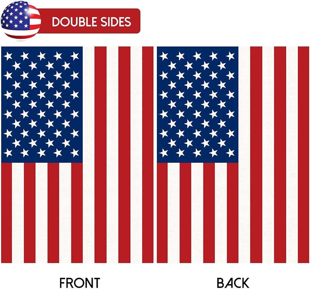 2 Pack American Flag Garden Flags, 12” x 18” Double-Sided Patriotic Garden Flag Vibrant Color, Memorial Day 4th Of July Banner Outdoor Decor Yard Sign - Image 4