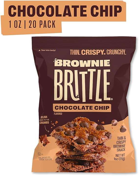Brownie Brittle – Original Chocolate Chip Thin and Crispy Sweet Snacks (Pack of 20, 1 oz), Rich Gourmet Brownie Bites Dessert - Image 2