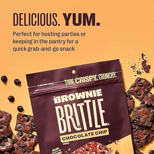 Brownie Brittle – Original Chocolate Chip Thin and Crispy Sweet Snacks (Pack of 20, 1 oz), Rich Gourmet Brownie Bites Dessert - Image 4